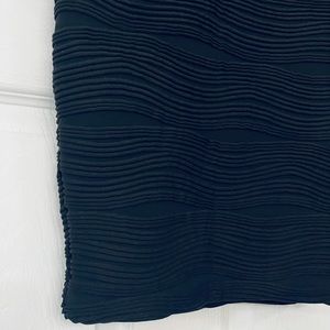 made in USA fully lined stretch wavy undulating design pleats black pencil skirt